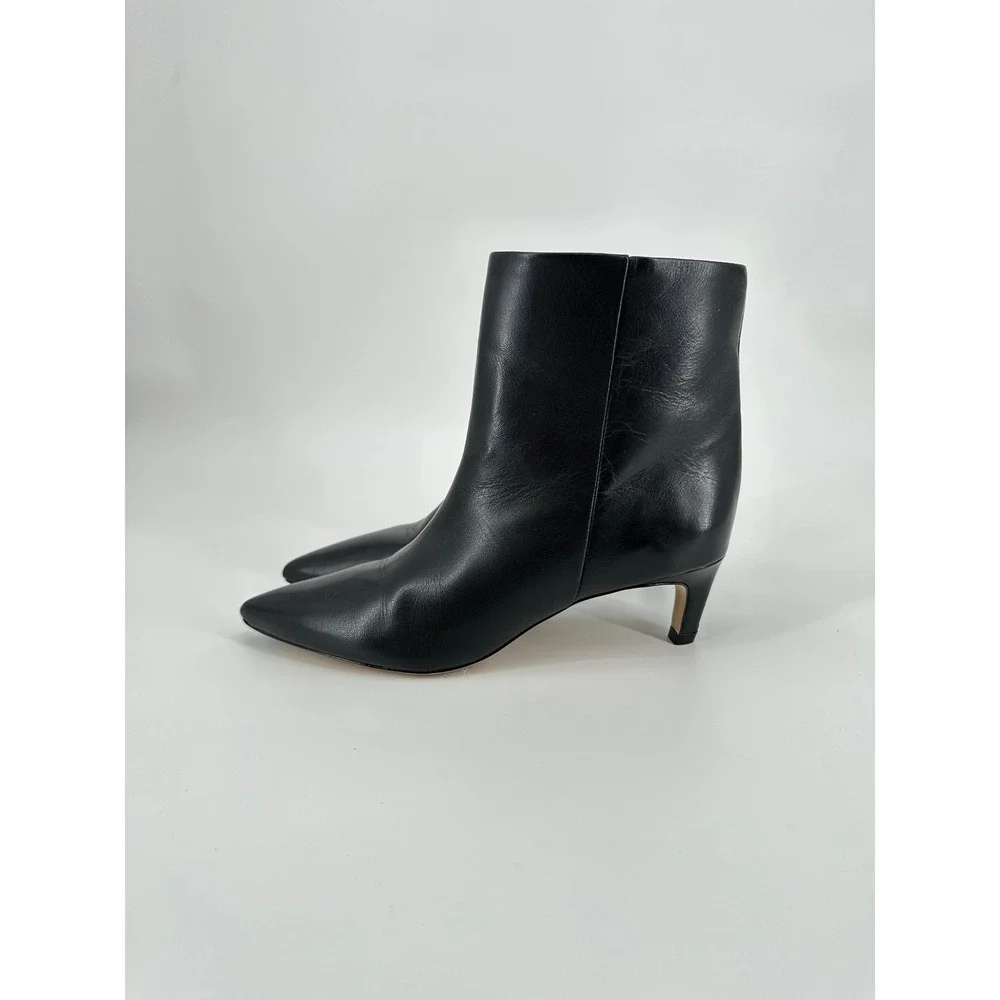 Everlane Studio Kitten Heel Bootie Black Italian Leather Pointed Toe Women's 7